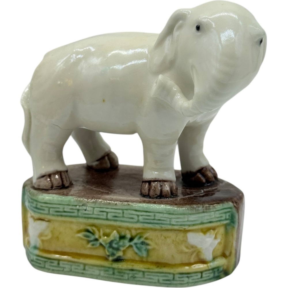 Vintage Ceramic Elephant‎ Figurine Asian Decor Accent Tabletop Statue